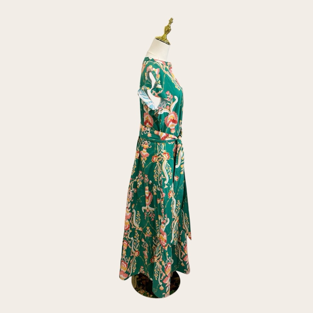 Jude Connally XL Mirabella Belted Maxi Dress Stretch Cotton Floral Jade NWT $268 - Picture 11 of 15